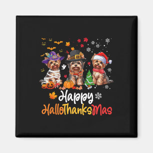 Yorkshire Dog Halloween Christmas Happy Hallothank Magnet