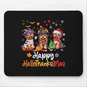Yorkshire Dog Halloween Christmas Happy Hallothank Mouse Mat