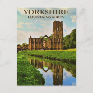 Yorkshire, Fountains Abbey, Postcard