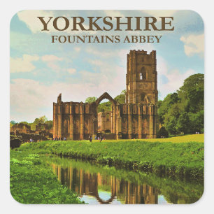 Yorkshire, Fountains Abbey, Square Sticker