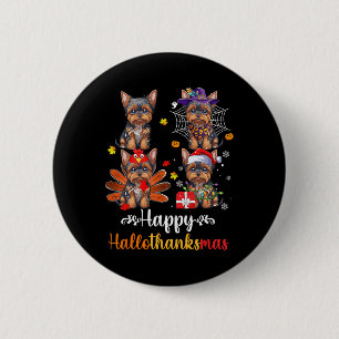 Yorkshire Halloween Merry Christmas Happy Hallotha 6 Cm Round Badge