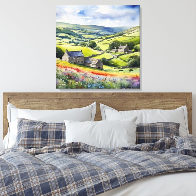 "Yorkshire Meadowsong" Landscape Yorkshire Dales  Canvas Print (Insitu(Bedroom))