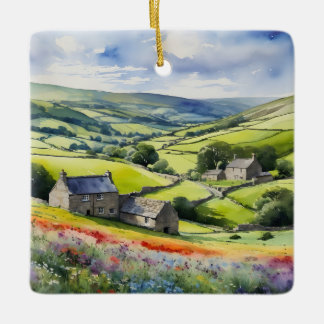 "Yorkshire Meadowsong" Landscape Yorkshire Dales Ceramic Ornament