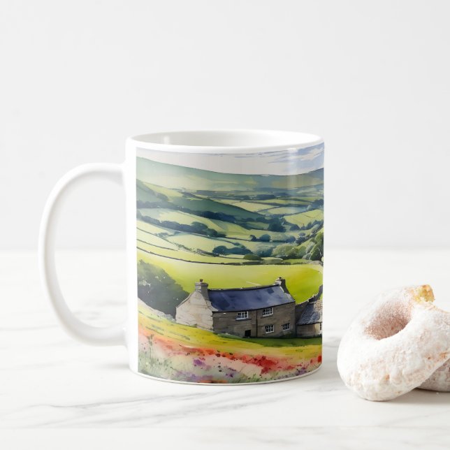 "Yorkshire Meadowsong" Landscape Yorkshire Dales  Coffee Mug (With Donut)