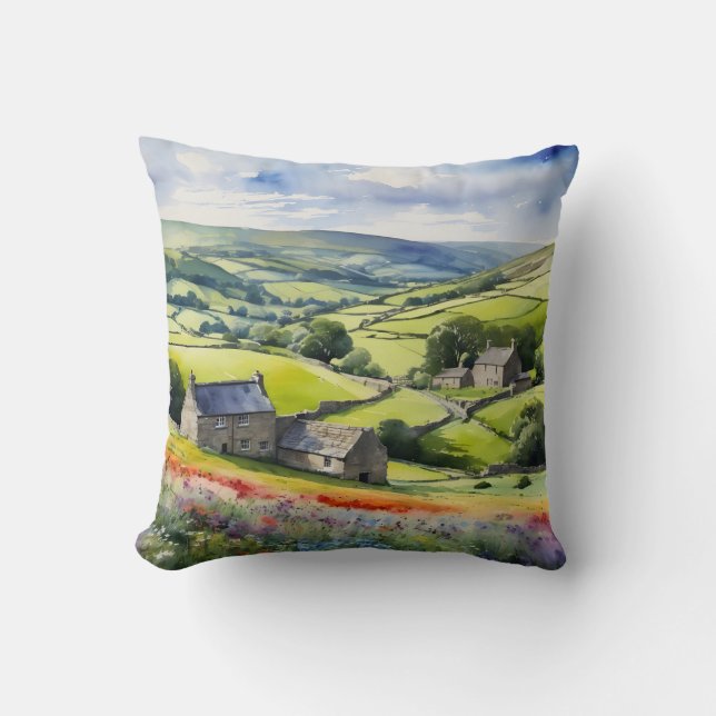 "Yorkshire Meadowsong" Landscape Yorkshire Dales  Cushion (Front)