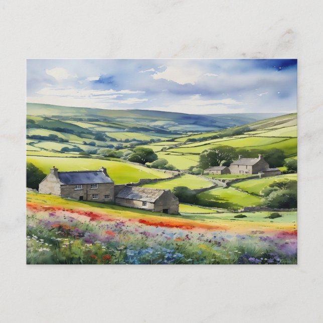 "Yorkshire Meadowsong" Landscape Yorkshire Dales  Postcard (Front)