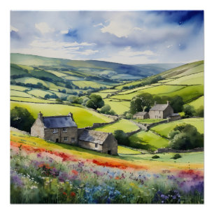 "Yorkshire Meadowsong" Landscape Yorkshire Dales  Poster