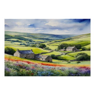 "Yorkshire Meadowsong" Landscape Yorkshire Dales Poster