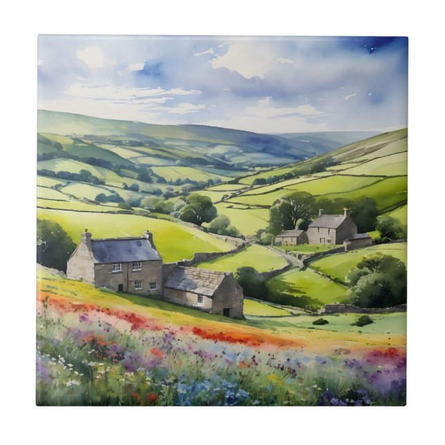 "Yorkshire Meadowsong" Landscape Yorkshire Dales  Tile (Front)