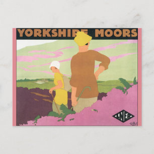 Yorkshire Moors Vintage Travel Poster Postcard