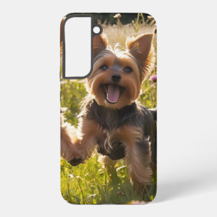Yorkshire Puppy Playing in the grass Samsung Galaxy Case