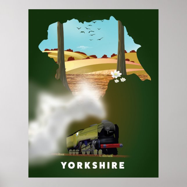 Yorkshire Railway map travel print (Front)