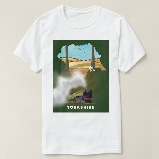 Yorkshire Railway map travel print T-Shirt (Design Front)