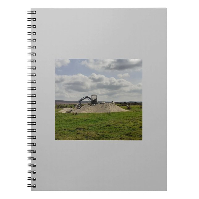 Yorkshire sheep and a digger. notebook (Front)