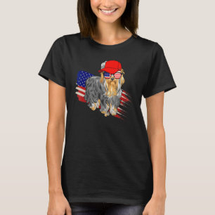Yorkshire Terrier American Flag Patriotic 4th Of T-Shirt
