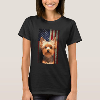 Yorkshire Terrier American Flag Usa Patriotic Dog T-Shirt
