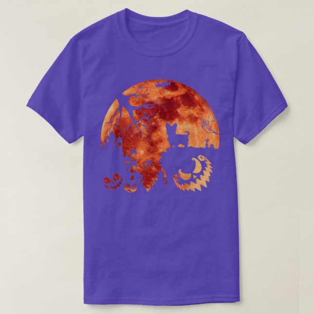 Yorkshire Terrier And Moon Halloween Costume Pumpk T-Shirt (Design Front)