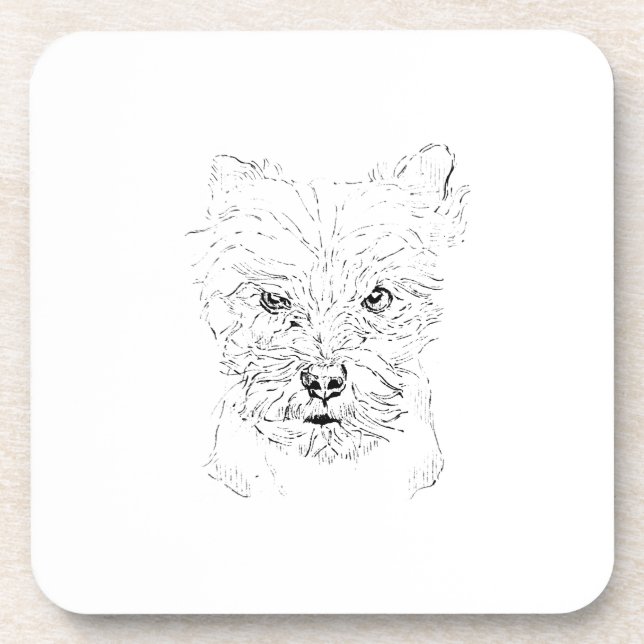 Yorkshire Terrier Art,Minimalist Line Drawing Coaster (Front)