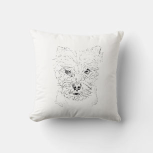 Yorkshire Terrier Art,Minimalist Line Drawing Cushion