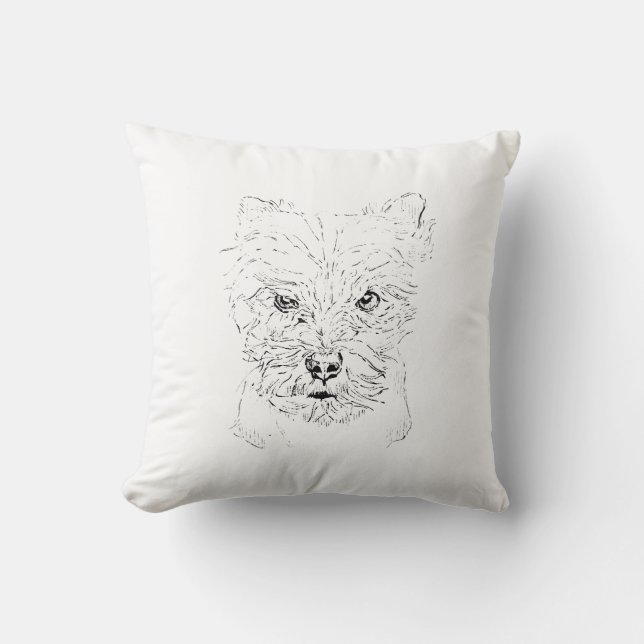 Yorkshire Terrier Art,Minimalist Line Drawing Cushion (Front)