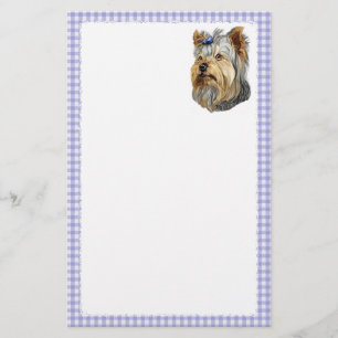 Yorkshire Terrier Bust Blue Bow Stationery
