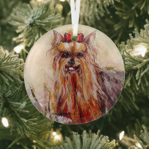 Yorkshire Terrier by Hevener Glass Ornament
