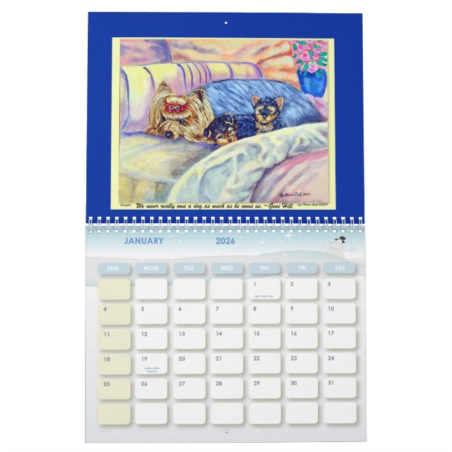 Yorkshire Terrier Calendar (Jan 2026)