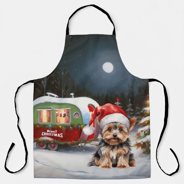 Yorkshire Terrier Caravan Christmas Adventure Apron (Front)