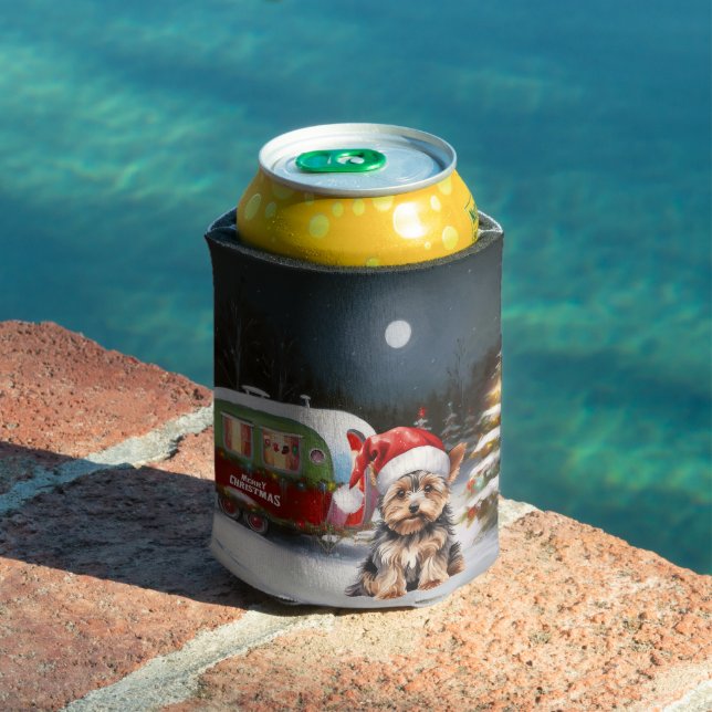 Yorkshire Terrier Caravan Christmas Adventure Can Cooler (In Situ Pool)