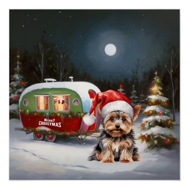 Yorkshire Terrier Caravan Christmas Adventure Poster (Front)