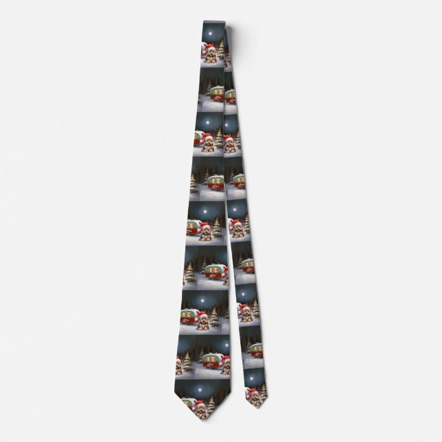 Yorkshire Terrier Caravan Christmas Adventure Tie (Front)