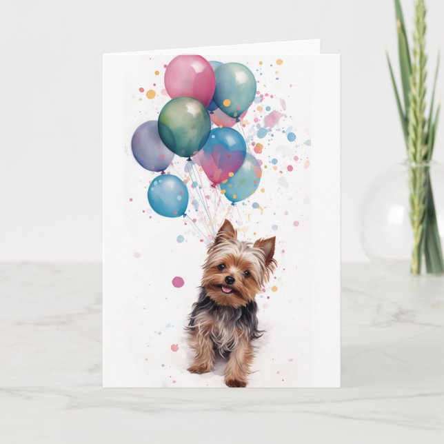 Yorkshire Terrier Celebration Greeting Card (Front)