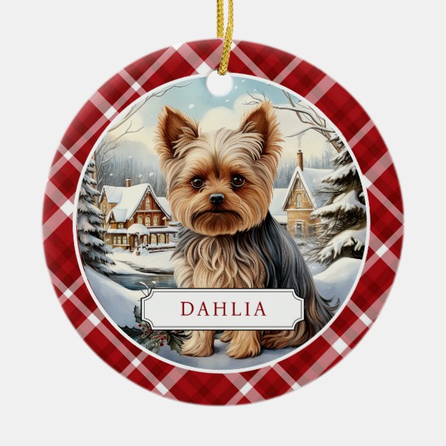Yorkshire Terrier Ceramic Circle Ornament (Front)