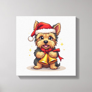 Yorkshire Terrier Christmas Bells Canvas Print