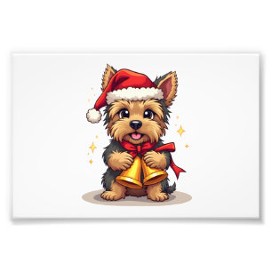 Yorkshire Terrier Christmas Bells Photo Print