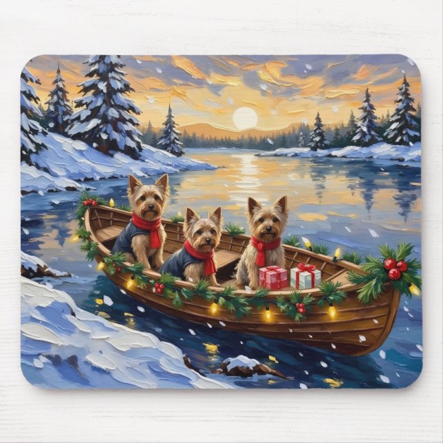 Yorkshire Terrier Christmas Boat Holiday Mouse Mat (Front)