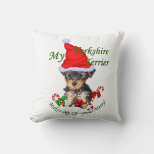 Yorkshire Terrier Christmas Cushion