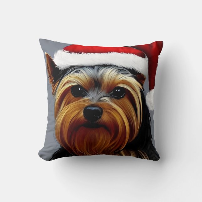 Yorkshire Terrier Christmas Cushion (Front)