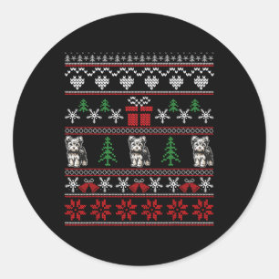 Yorkshire Terrier Christmas Family Ugly Christmas Classic Round Sticker