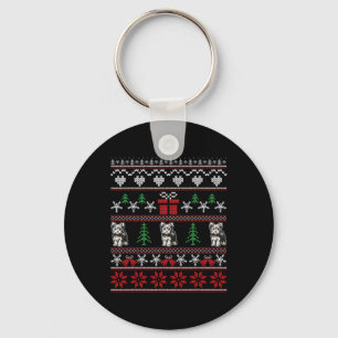 Yorkshire Terrier Christmas Family Ugly Christmas Key Ring