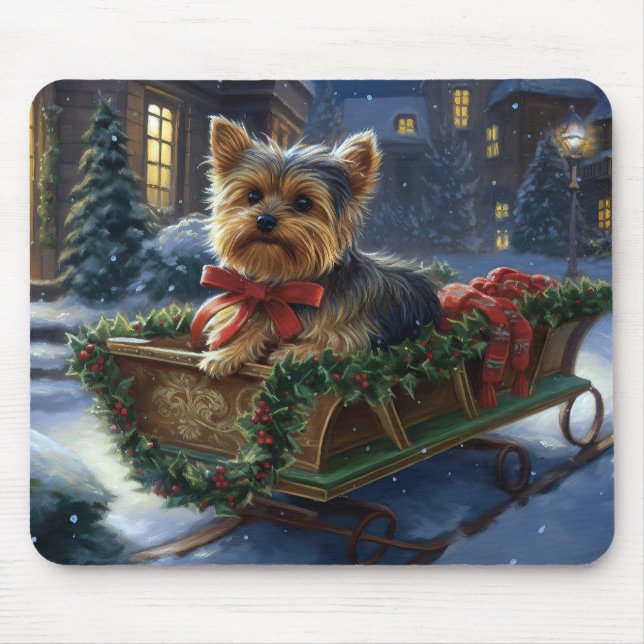 Yorkshire Terrier Christmas Festive Season Mouse Mat (Front)