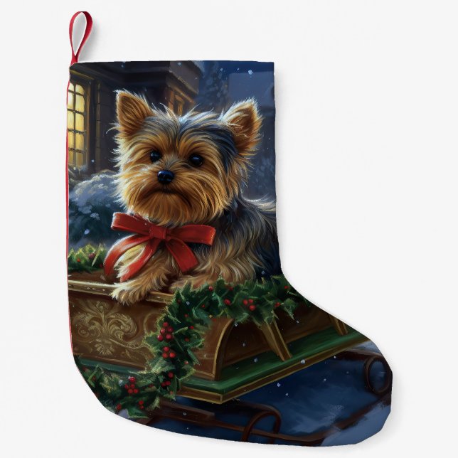 Yorkshire Terrier Christmas Festive Season Small Christmas Stocking (Front)