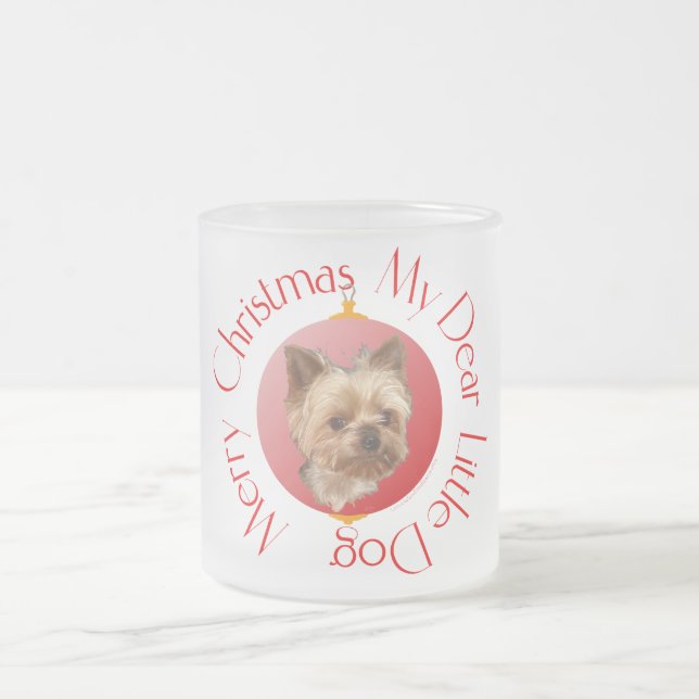 Yorkshire Terrier Christmas Frosted Glass Coffee Mug (Center)