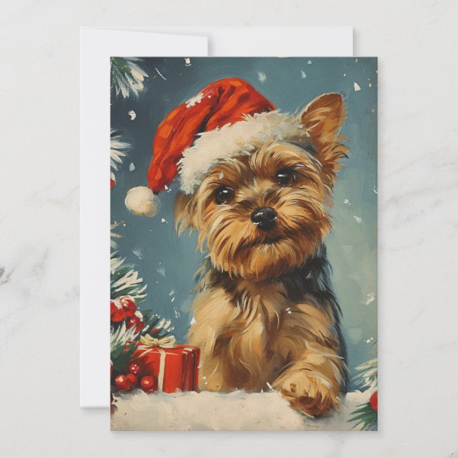 Yorkshire Terrier Christmas  Holiday Card (Front)