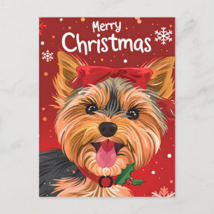 Yorkshire Terrier Christmas Holiday Postcard