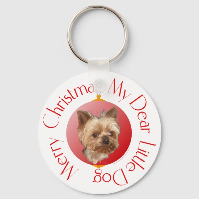 Yorkshire Terrier Christmas Key Ring (Front)