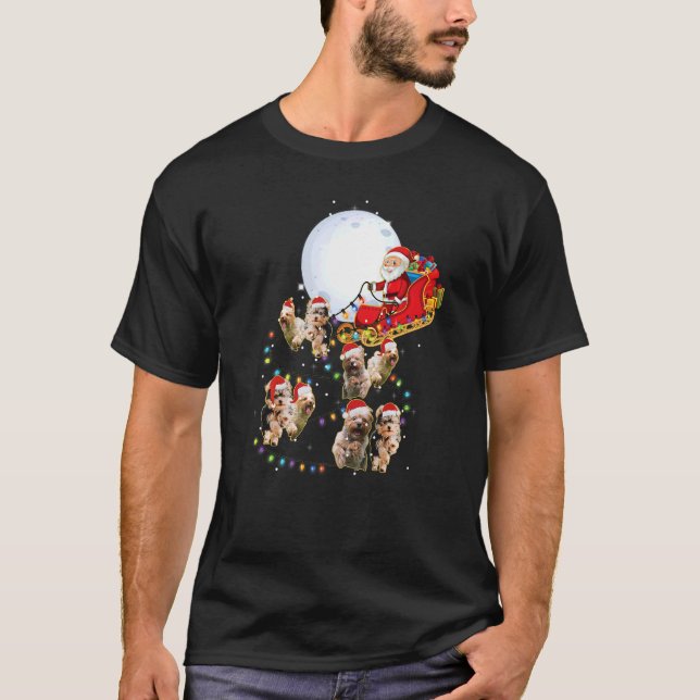 Yorkshire Terrier Christmas Santa Sleigh  Dog T-Shirt (Front)