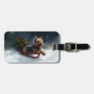 Yorkshire Terrier Christmas snow winter Luggage Tag