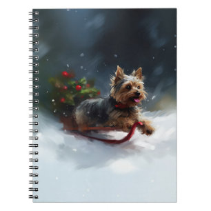 Yorkshire Terrier Christmas snow winter Notebook