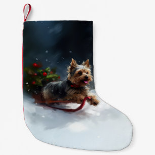 Yorkshire Terrier Christmas snow winter  Small Christmas Stocking